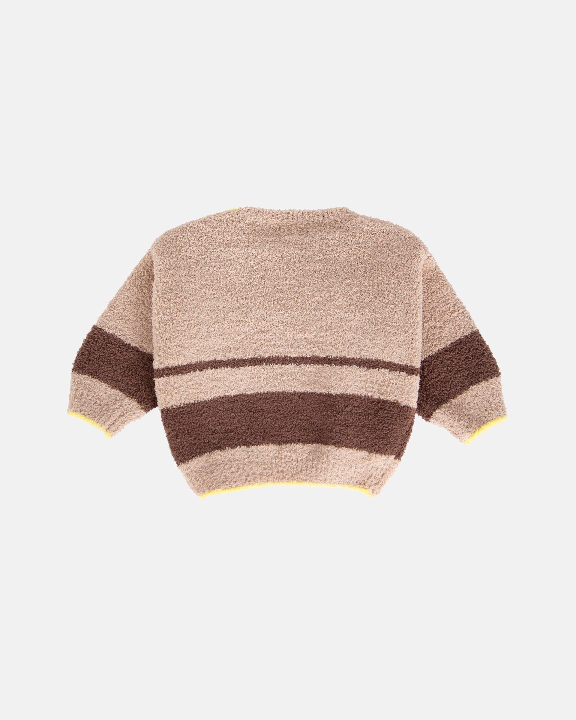 Boxy Striped Sweater Fuzzy - Pecan/Choco image number 3
