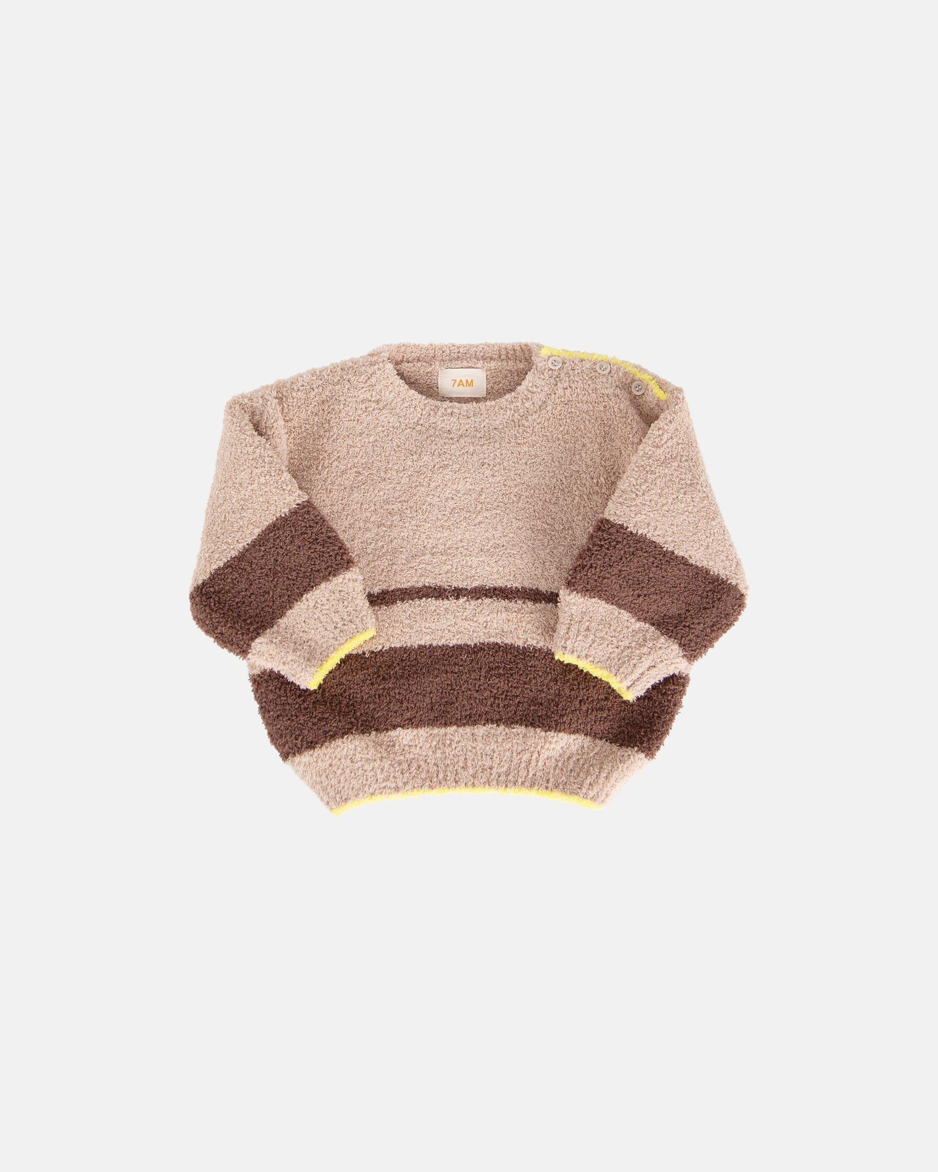 Boxy Striped Sweater Fuzzy - Pecan/Choco image number 1