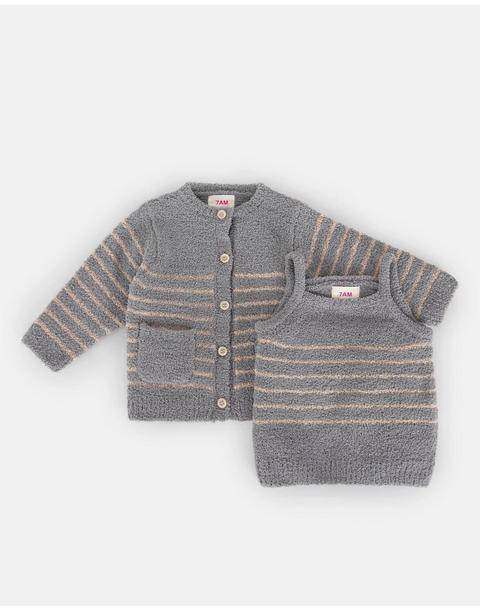 Camisole & Cardigan Set Fuzzy - Gris/Pecan
