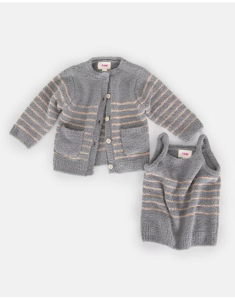 Camisole & Cardigan Set Fuzzy - Gris/Pecan