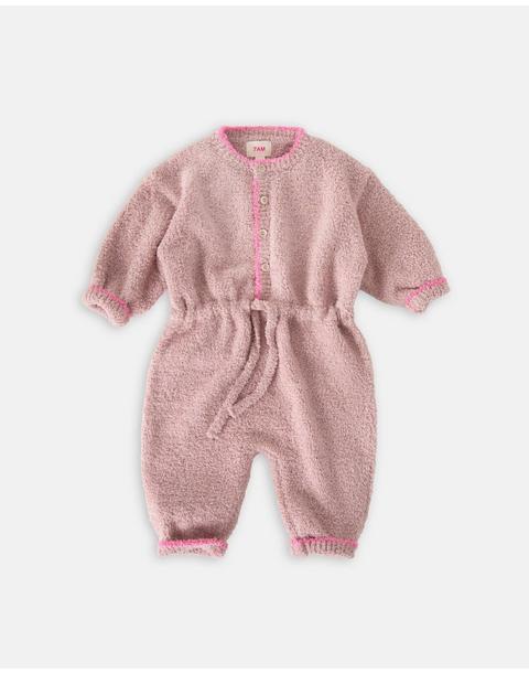 Boxy Longsleeve Jumpsuit Fuzzy - Ash Rose