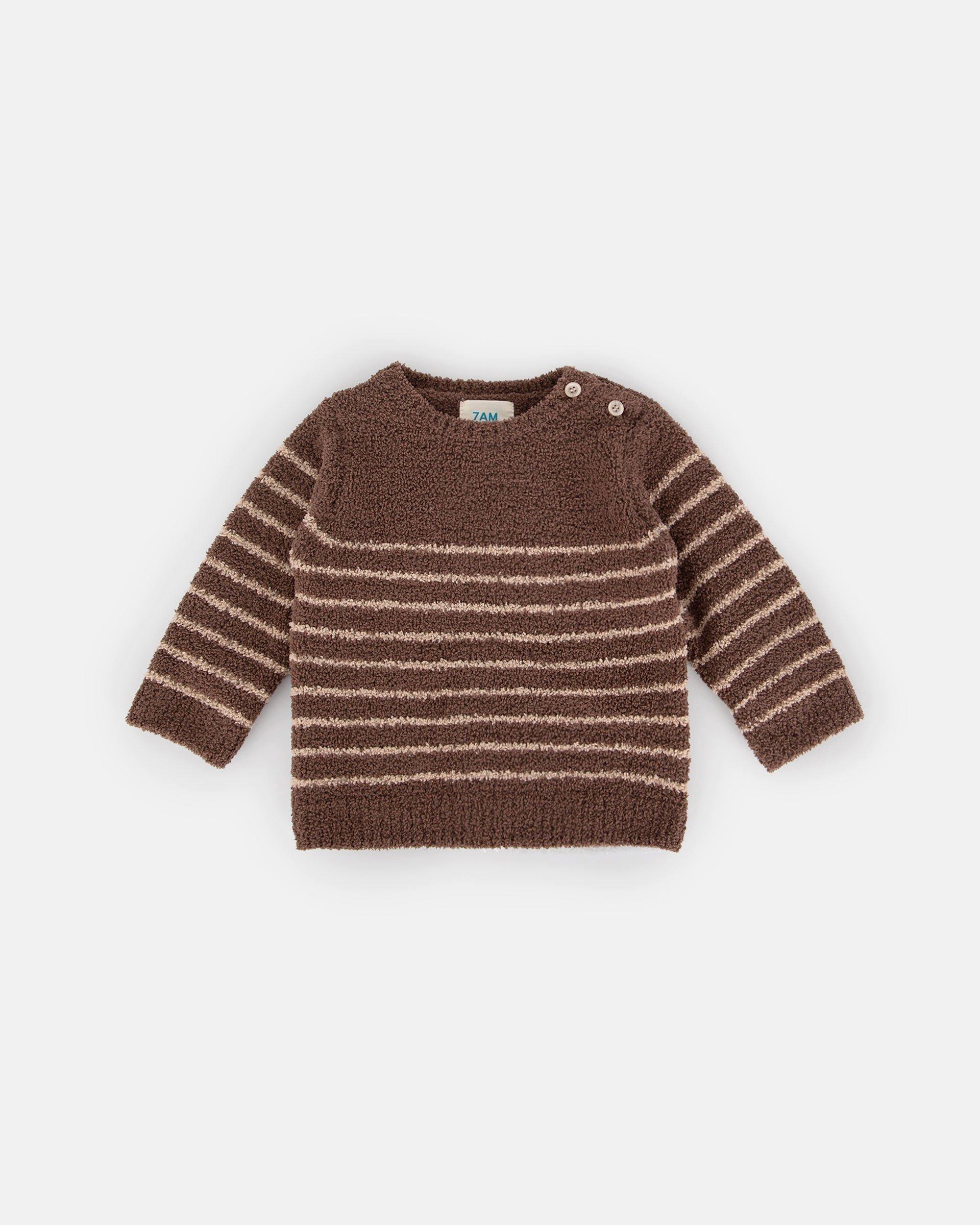 Striped Long Sleeve Top Fuzzy - Choco/Pecan