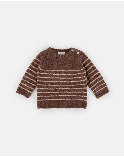 Striped Long Sleeve Top Fuzzy - Choco/Pecan