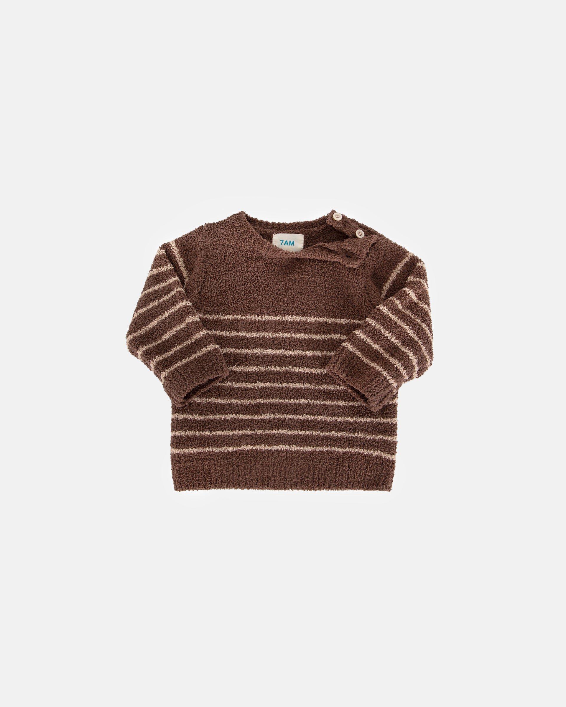 Striped Long Sleeve Top Fuzzy - Choco/Pecan image number 2