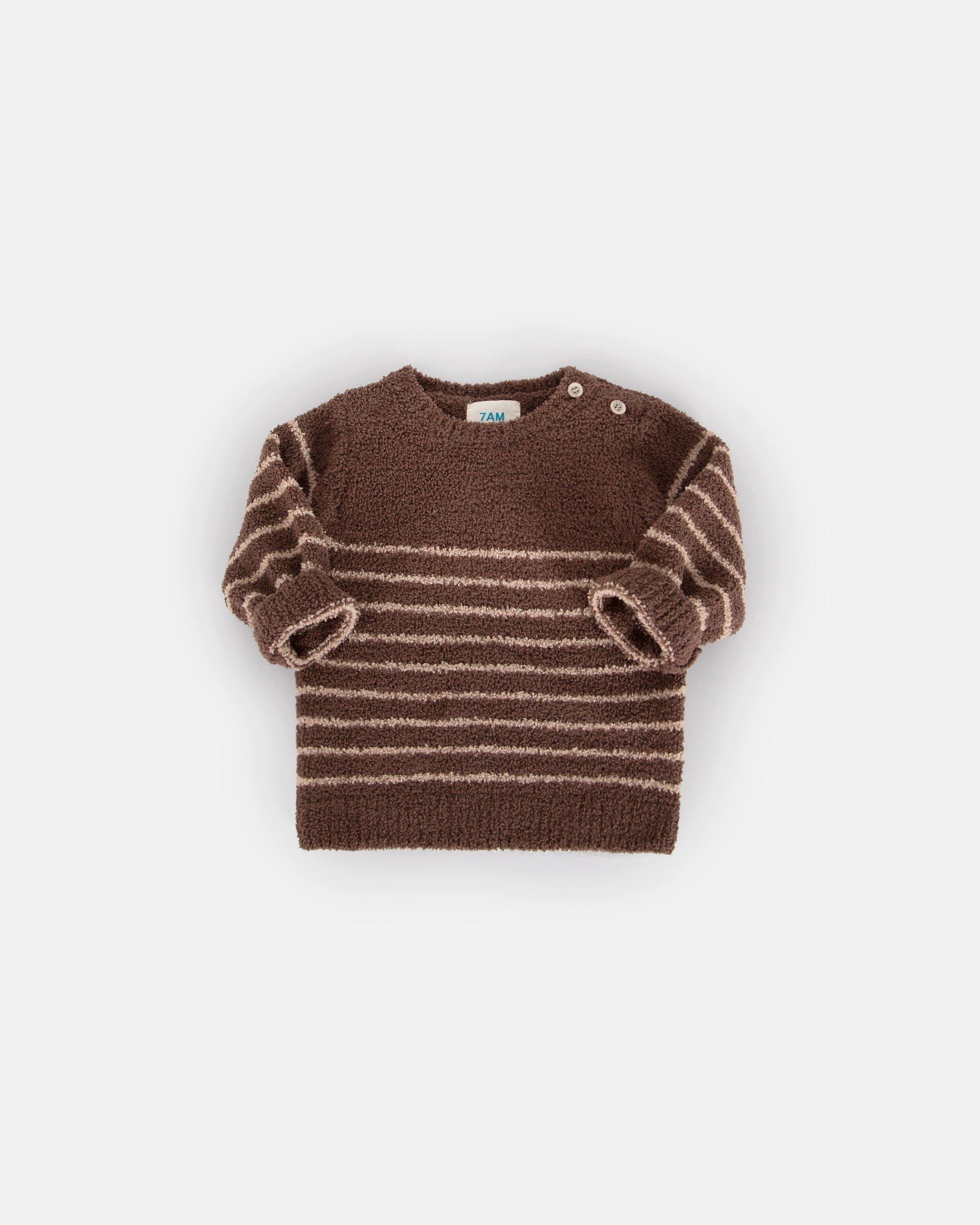 Striped Long Sleeve Top Fuzzy - Choco/Pecan image number 3