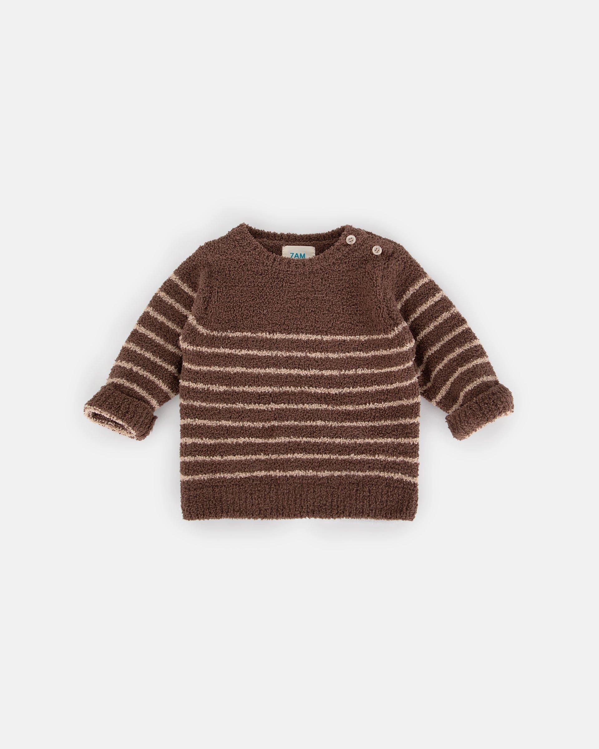 Striped Long Sleeve Top Fuzzy - Choco/Pecan image number 1