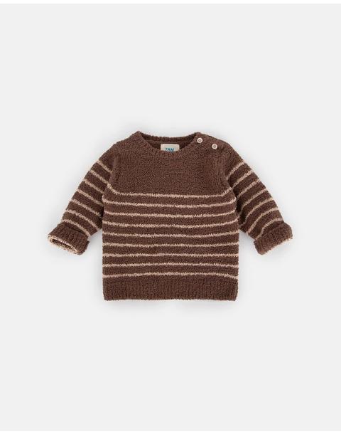 Striped Long Sleeve Top Fuzzy - Choco/Pecan