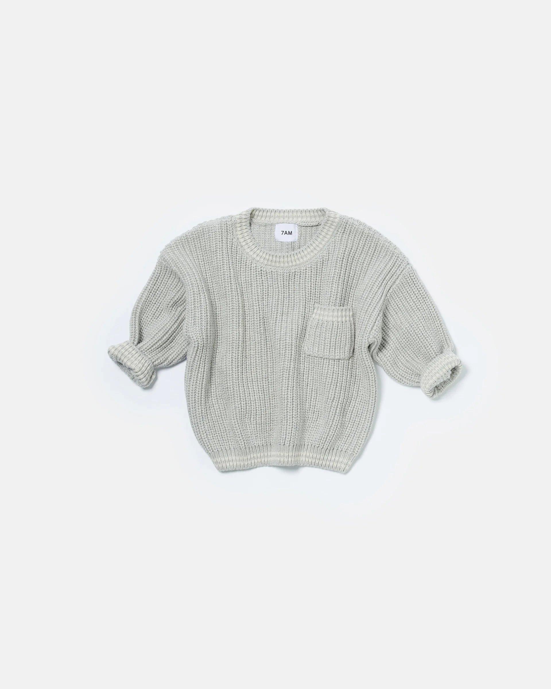 Boxy Sweater Tennis Chunky - Pearl Grey/Ecru image number 2
