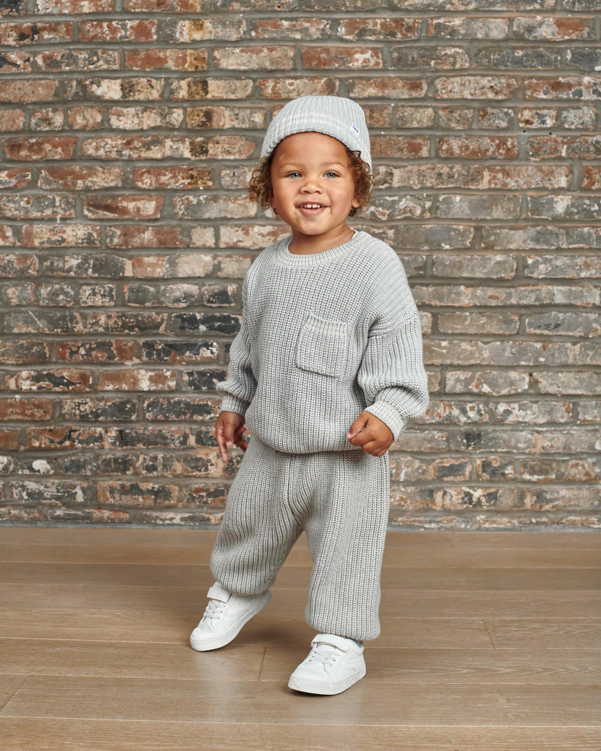 Boxy Sweater Tennis Chunky - Pearl Grey/Ecru image number 1