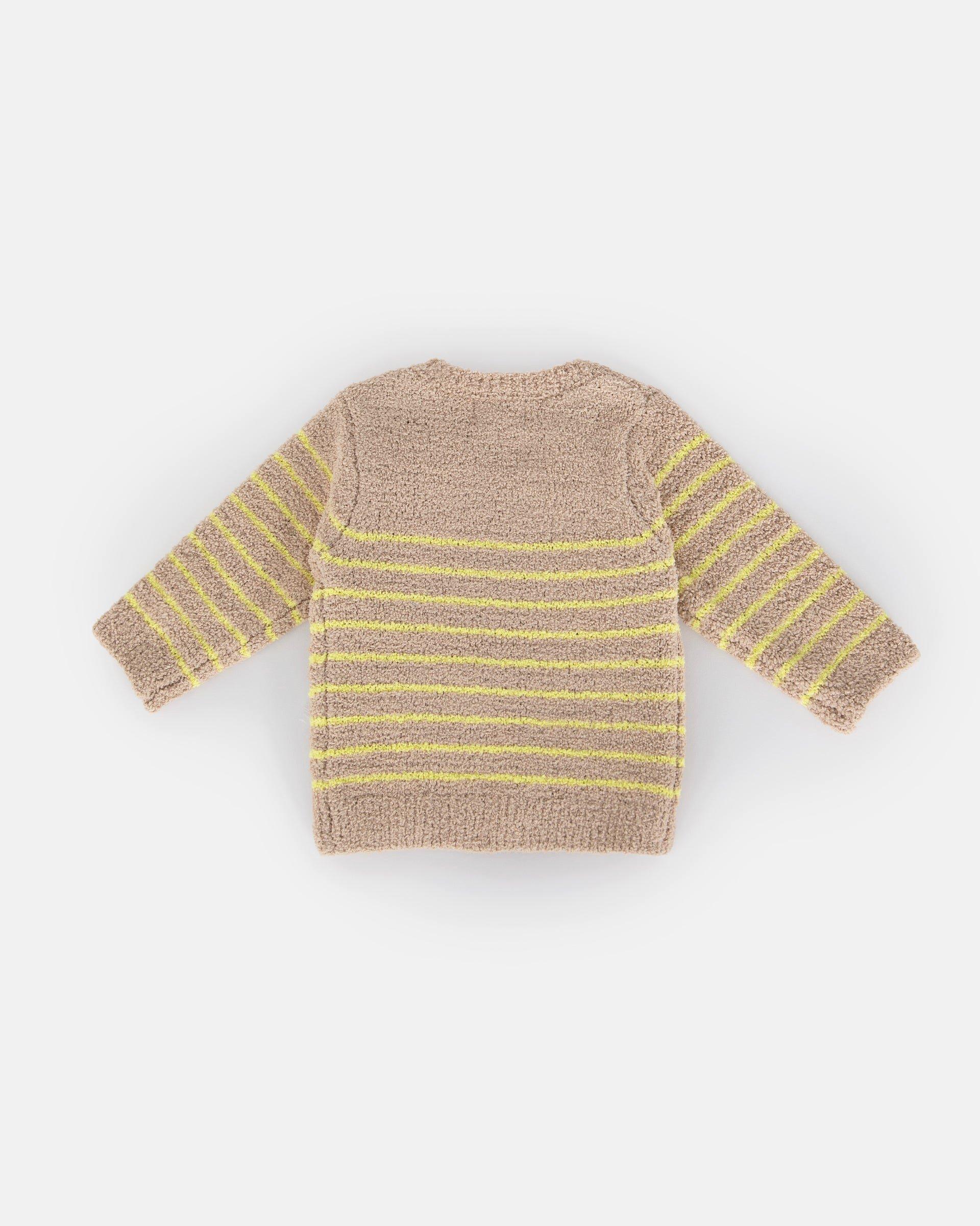 Striped Long Sleeve Top Fuzzy - Pecan/Chartreuse image number 4