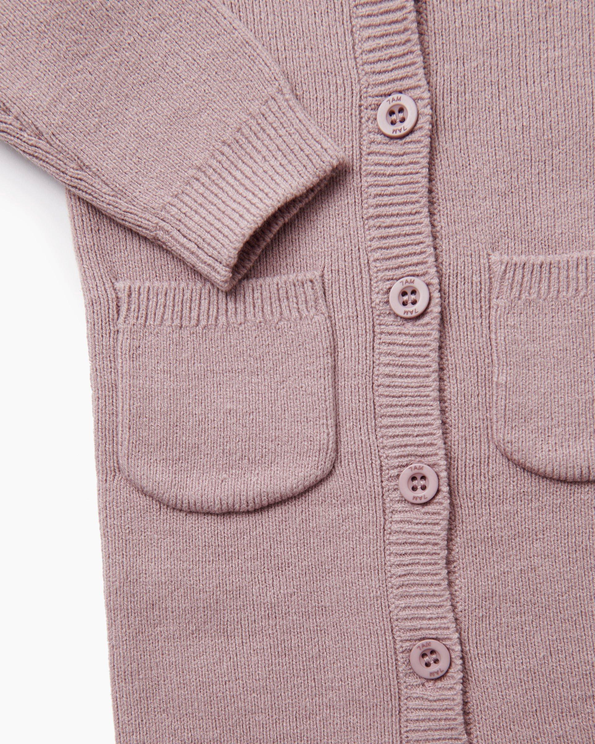 Long Sleeve Ribbed Romper - Ash Rose image number 4