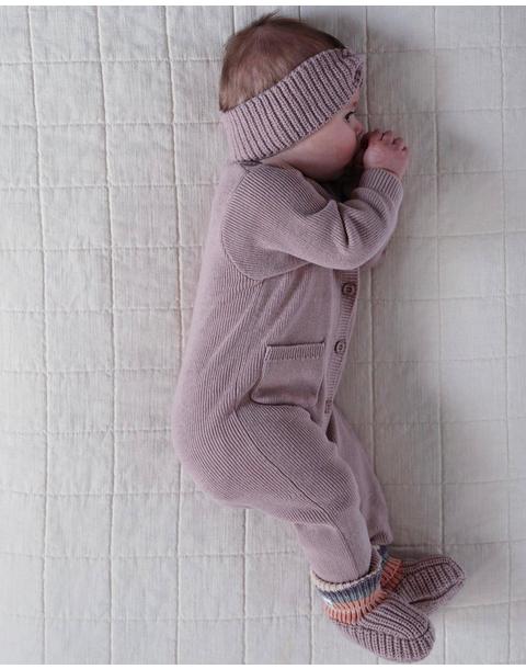 Long Sleeve Ribbed Romper - Ash Rose