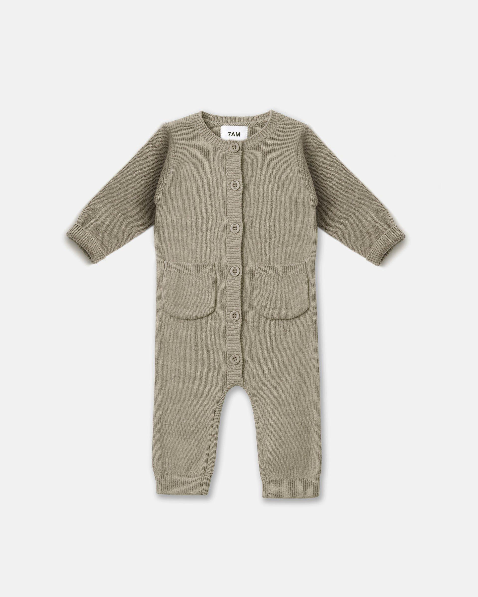 Long Sleeve Ribbed Romper - Olive