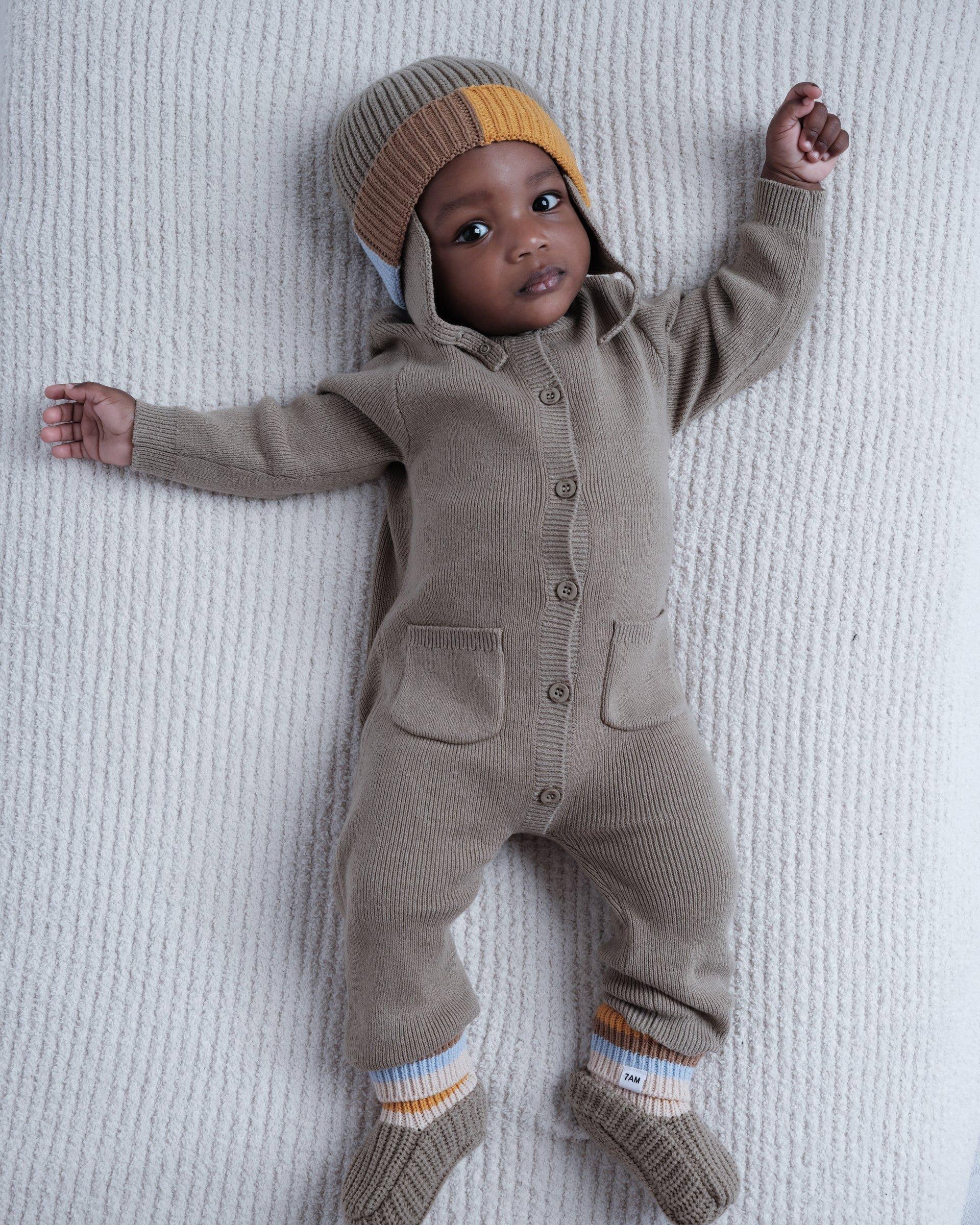 Long Sleeve Ribbed Romper - Olive image number 1
