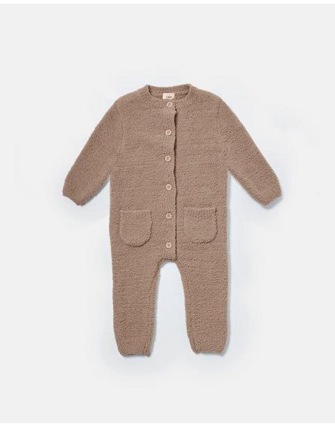 Long Sleeve Jumpsuit Fuzzy - Taupe