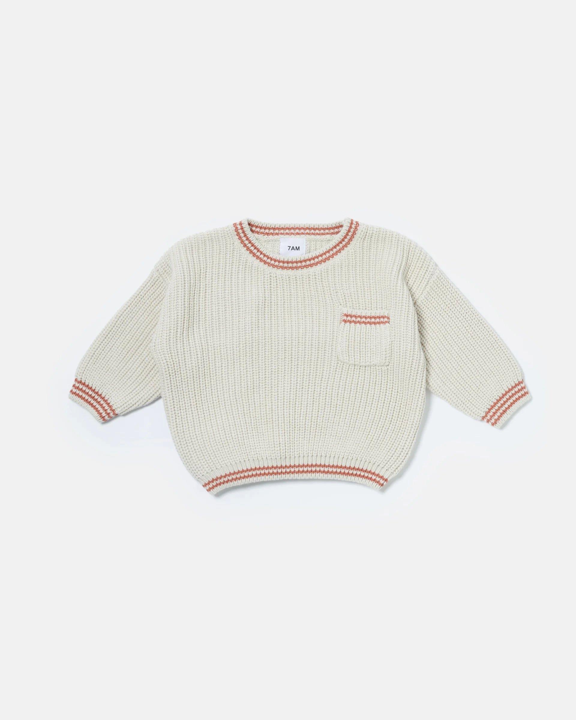 Boxy Sweater Tennis Chunky - Ecru/Terracotta