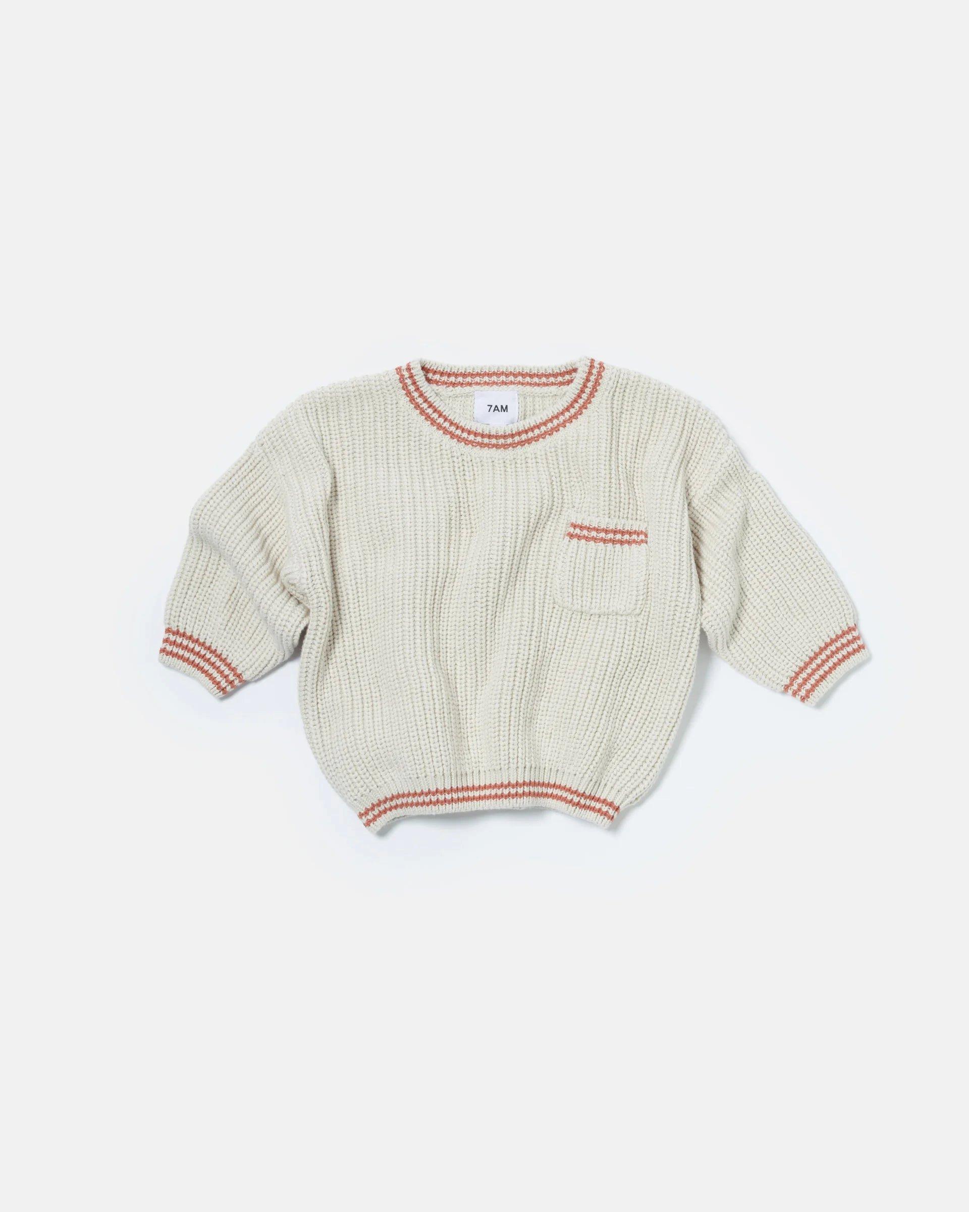 Boxy Sweater Tennis Chunky - Ecru/Terracotta image number 2