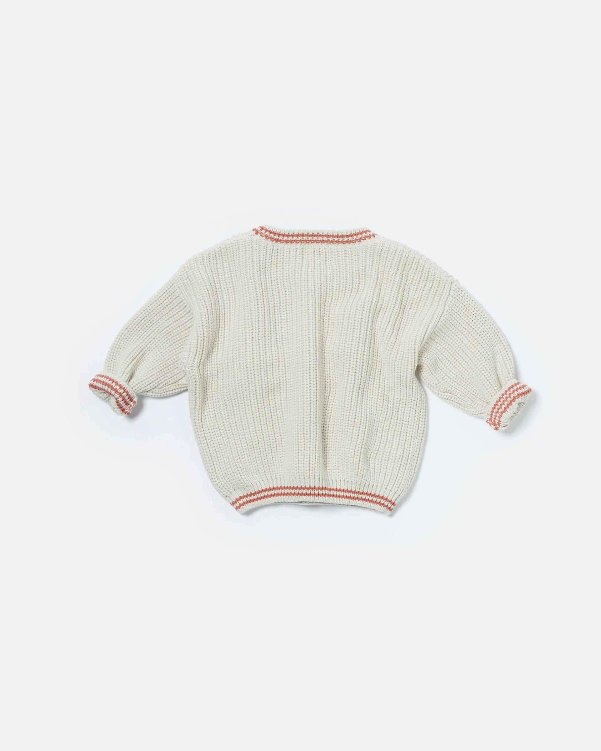Boxy Sweater Tennis Chunky - Ecru/Terracotta image number 3