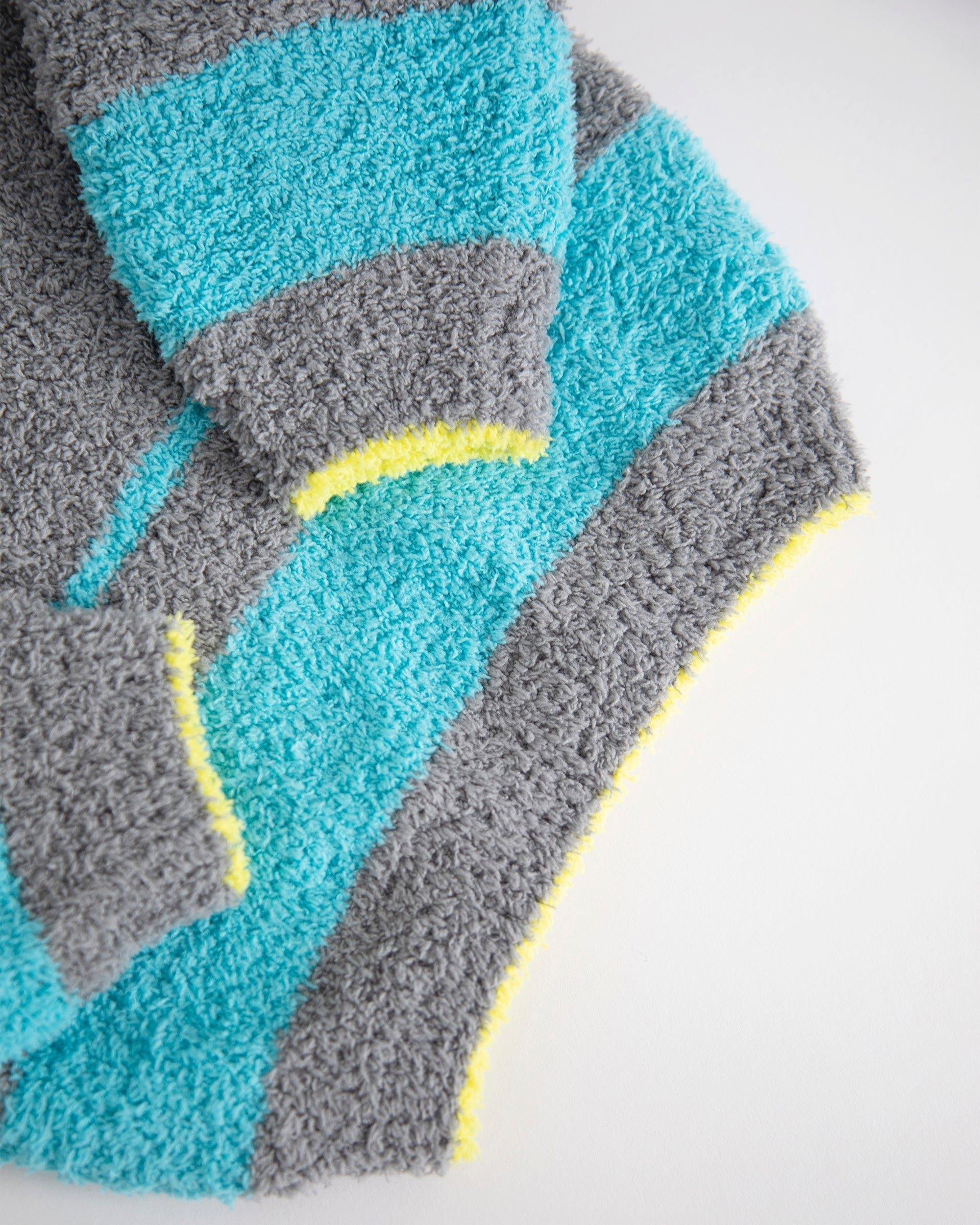 Boxy Striped Sweater Fuzzy - Gris/Bright Cyan image number 4