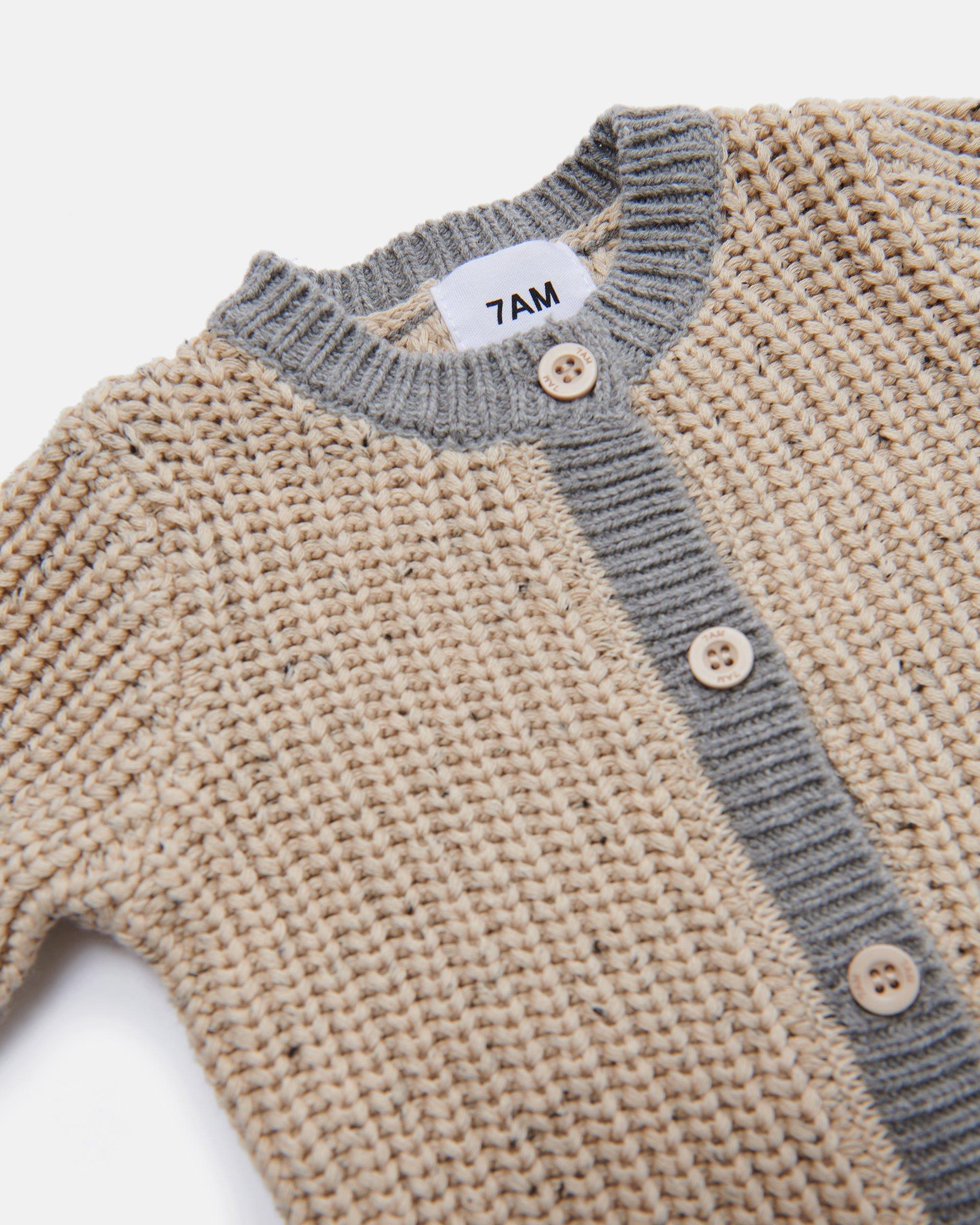 Long Sleeve Chunky Romper - Oat/Heather Grey image number 1