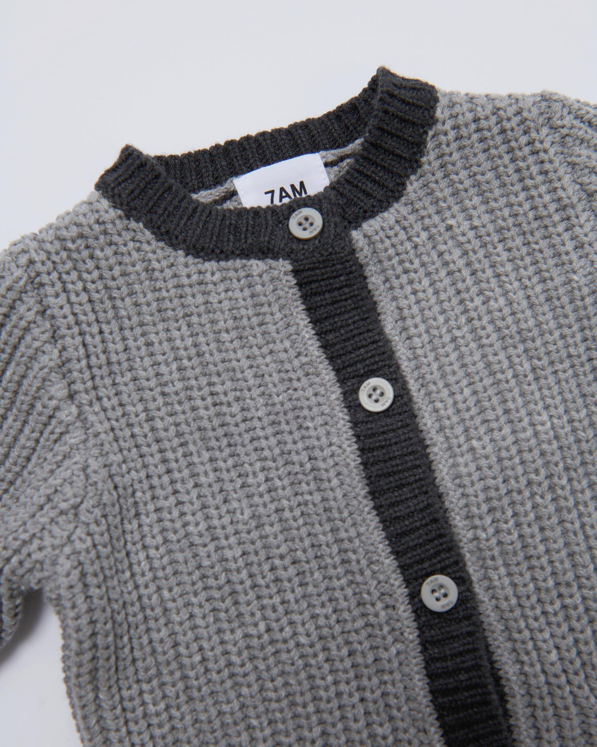 Long Sleeve Chunky Romper - Heather Grey/Black image number 2