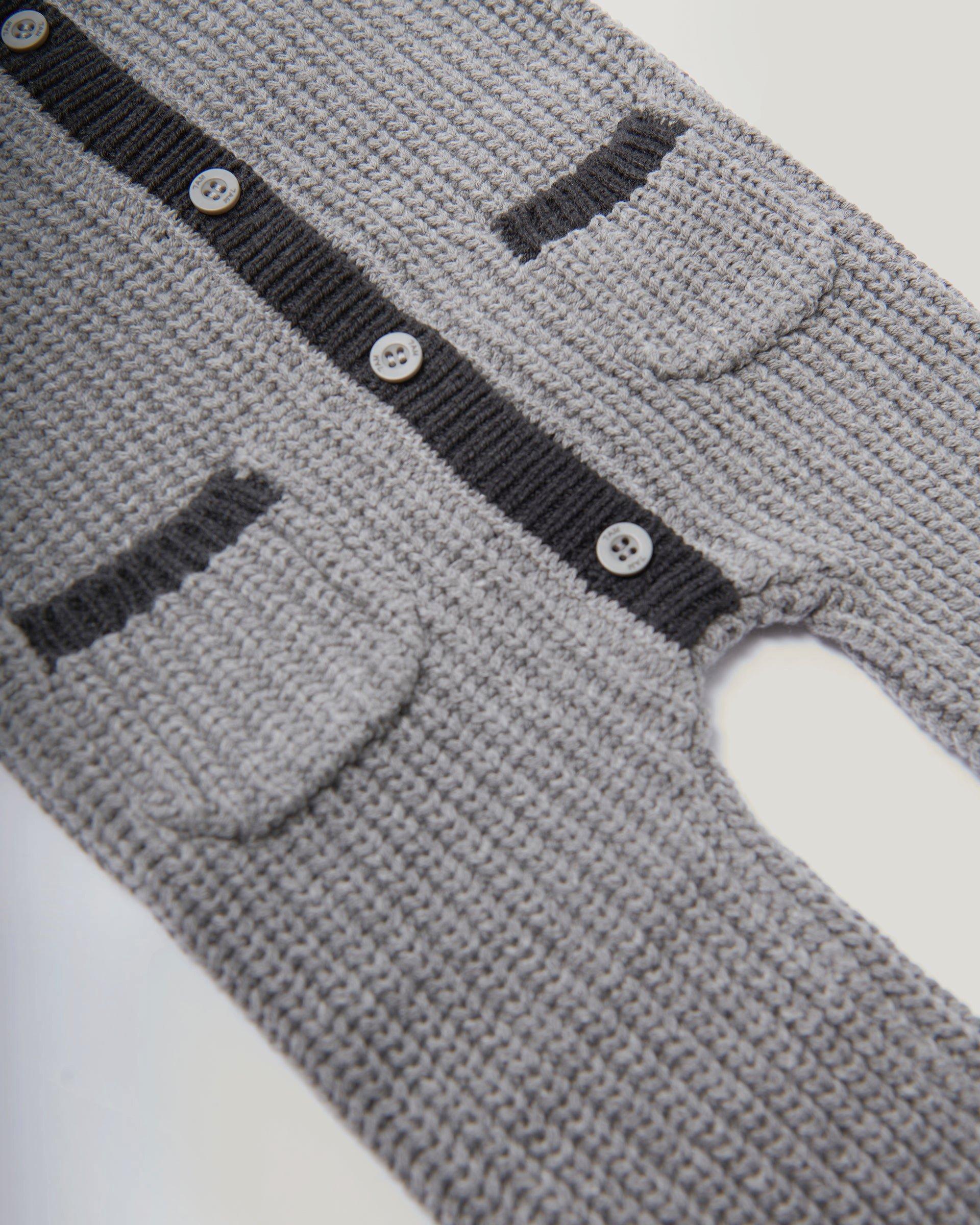 Long Sleeve Chunky Romper - Heather Grey/Black image number 3