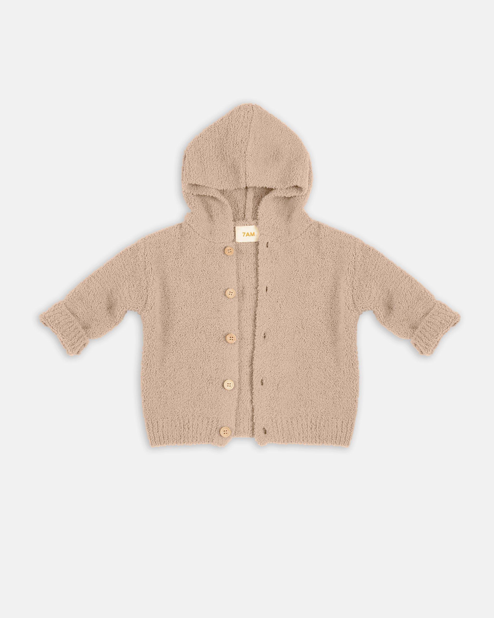 Hooded Cardigan Fuzzy - Pecan