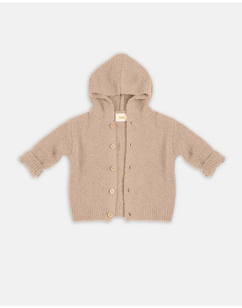 Hooded Cardigan Fuzzy - Pecan