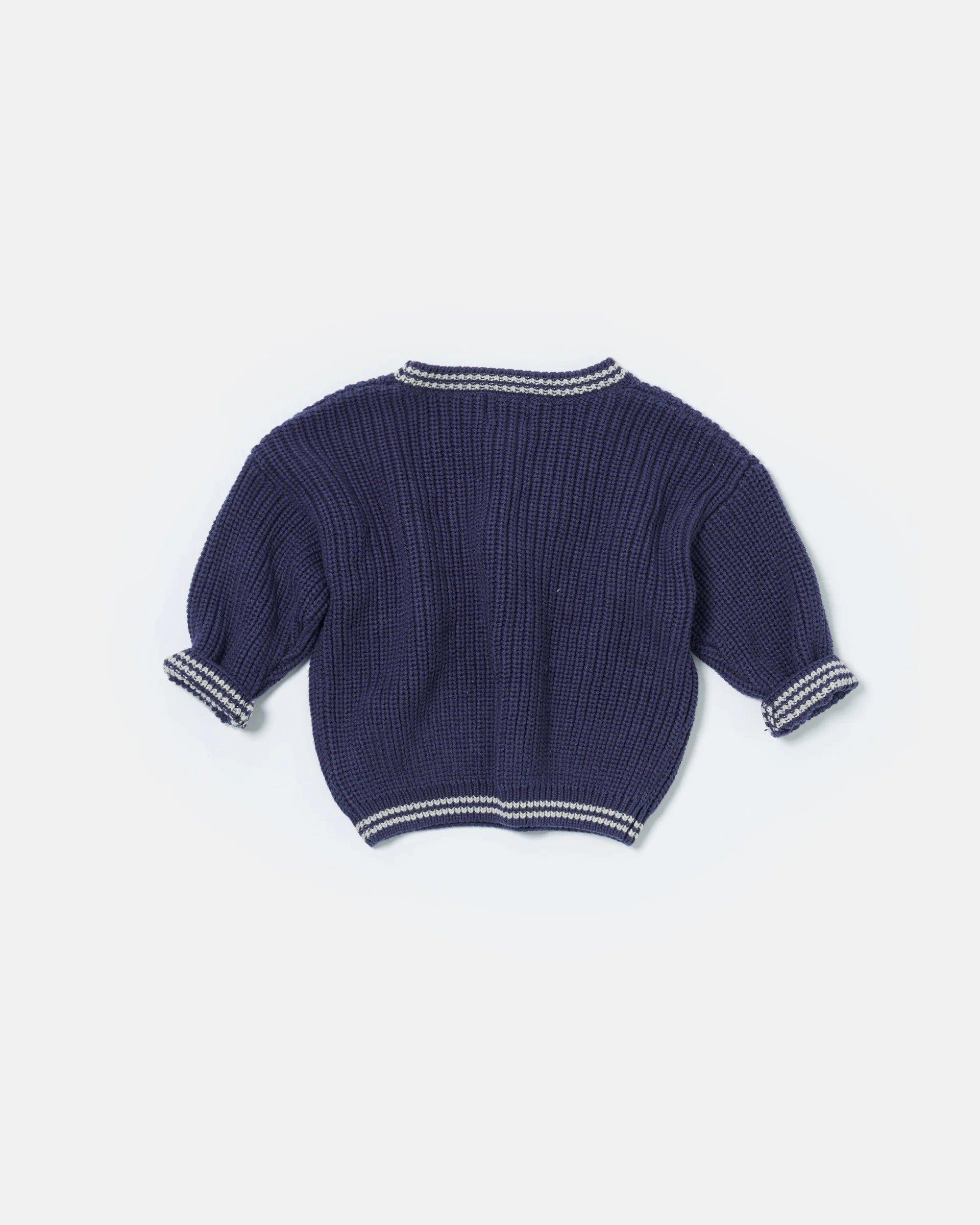 Boxy Sweater Tennis Chunky - Navy/Pearl Grey image number 2