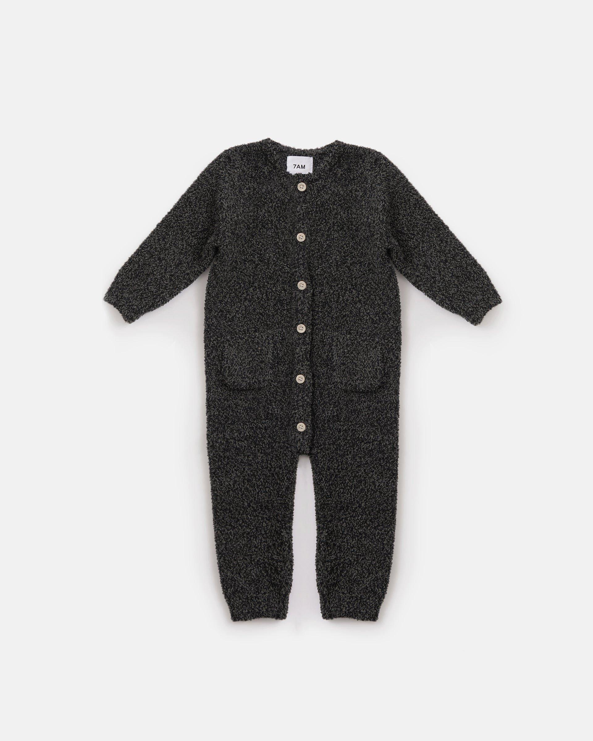 Long Sleeve Jumpsuit Fuzzy - Black Melange