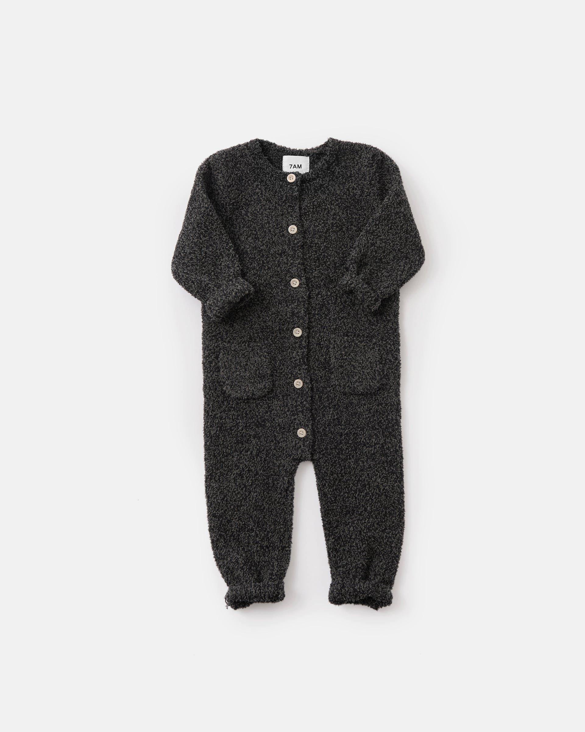 Long Sleeve Jumpsuit Fuzzy - Black Melange image number 2