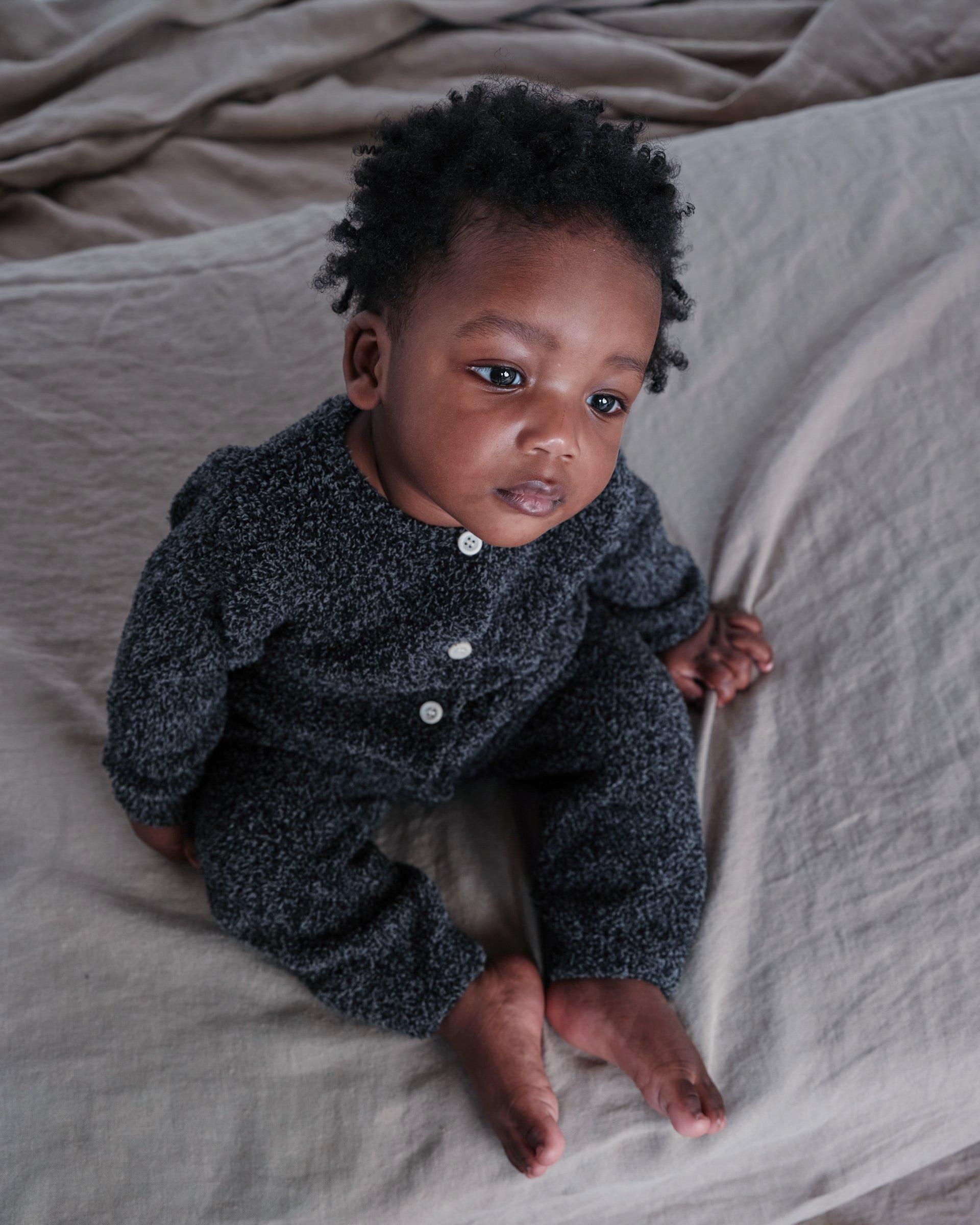 Long Sleeve Jumpsuit Fuzzy - Black Melange image number 1