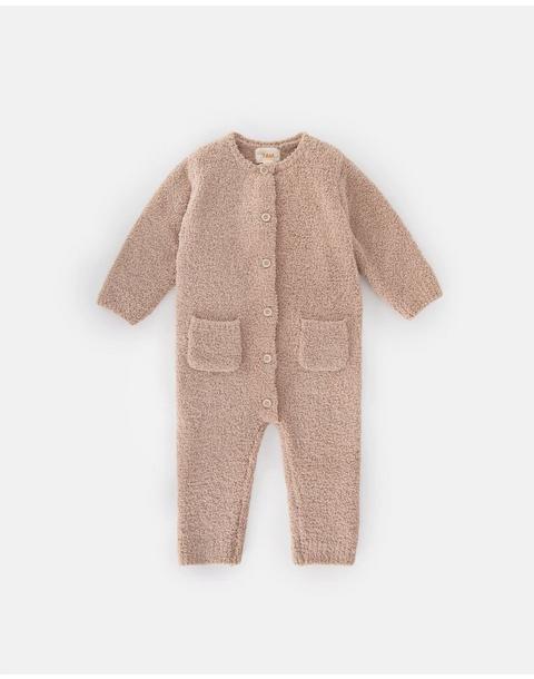 Long Sleeve Jumpsuit Fuzzy - Pecan