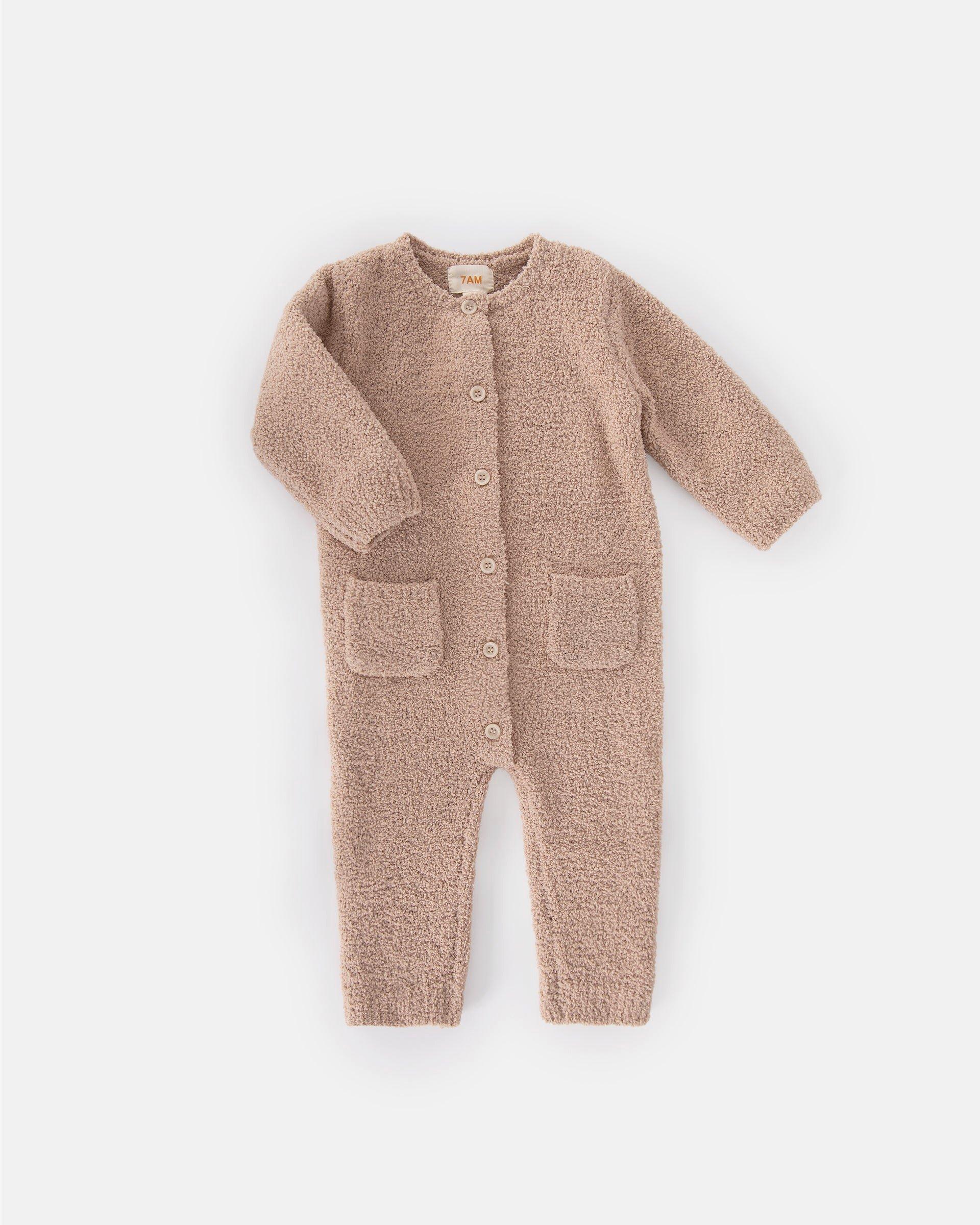 Long Sleeve Jumpsuit Fuzzy - Pecan image number 1