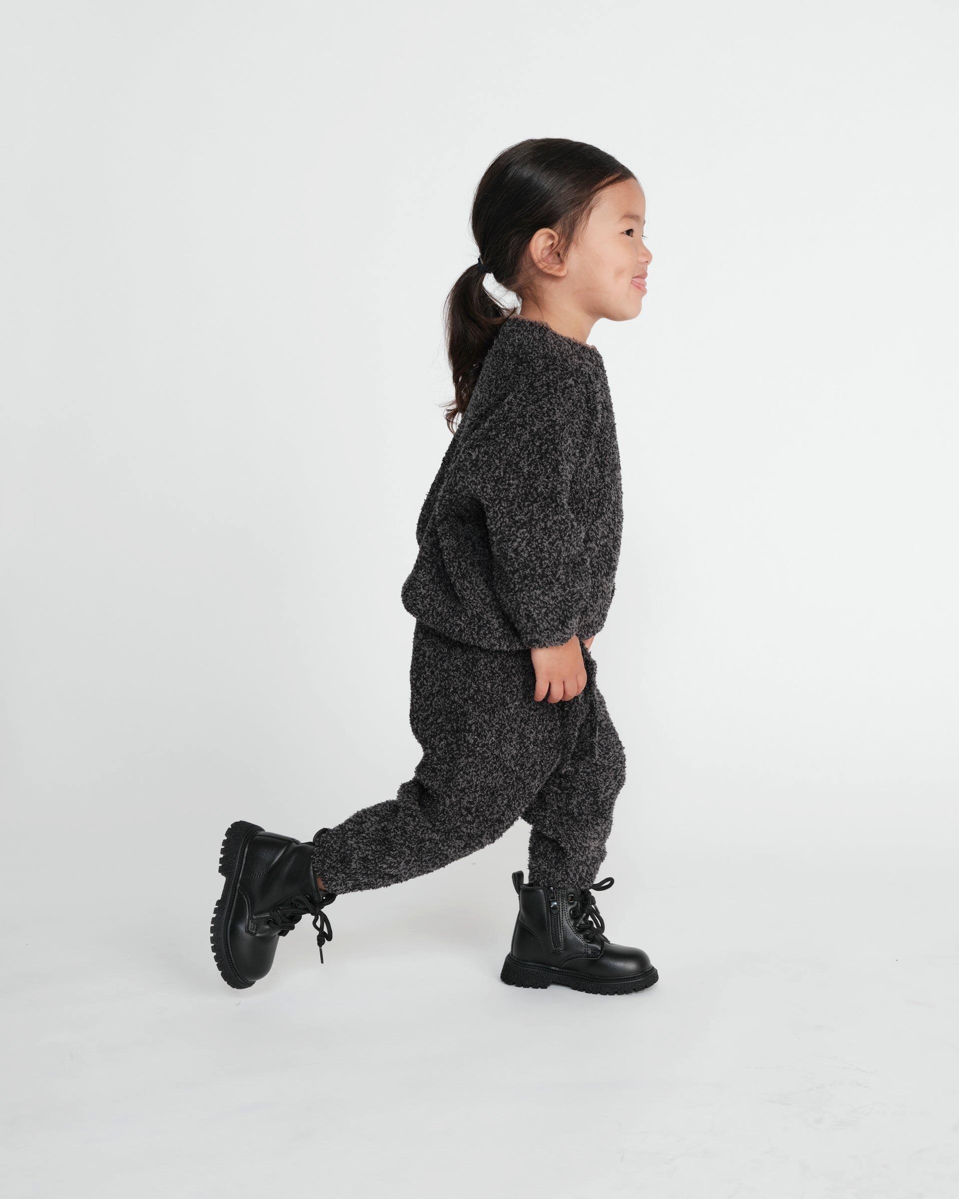 Boxy Sweater Fuzzy - Black Melange image number 4