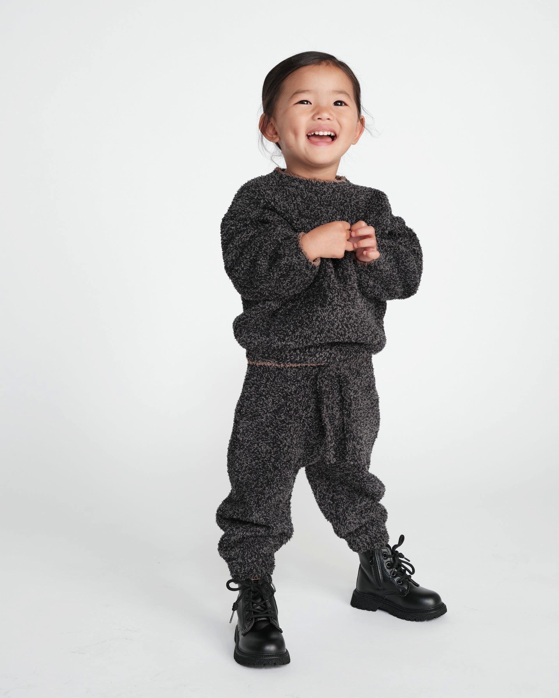 Boxy Sweater Fuzzy - Black Melange image number 1