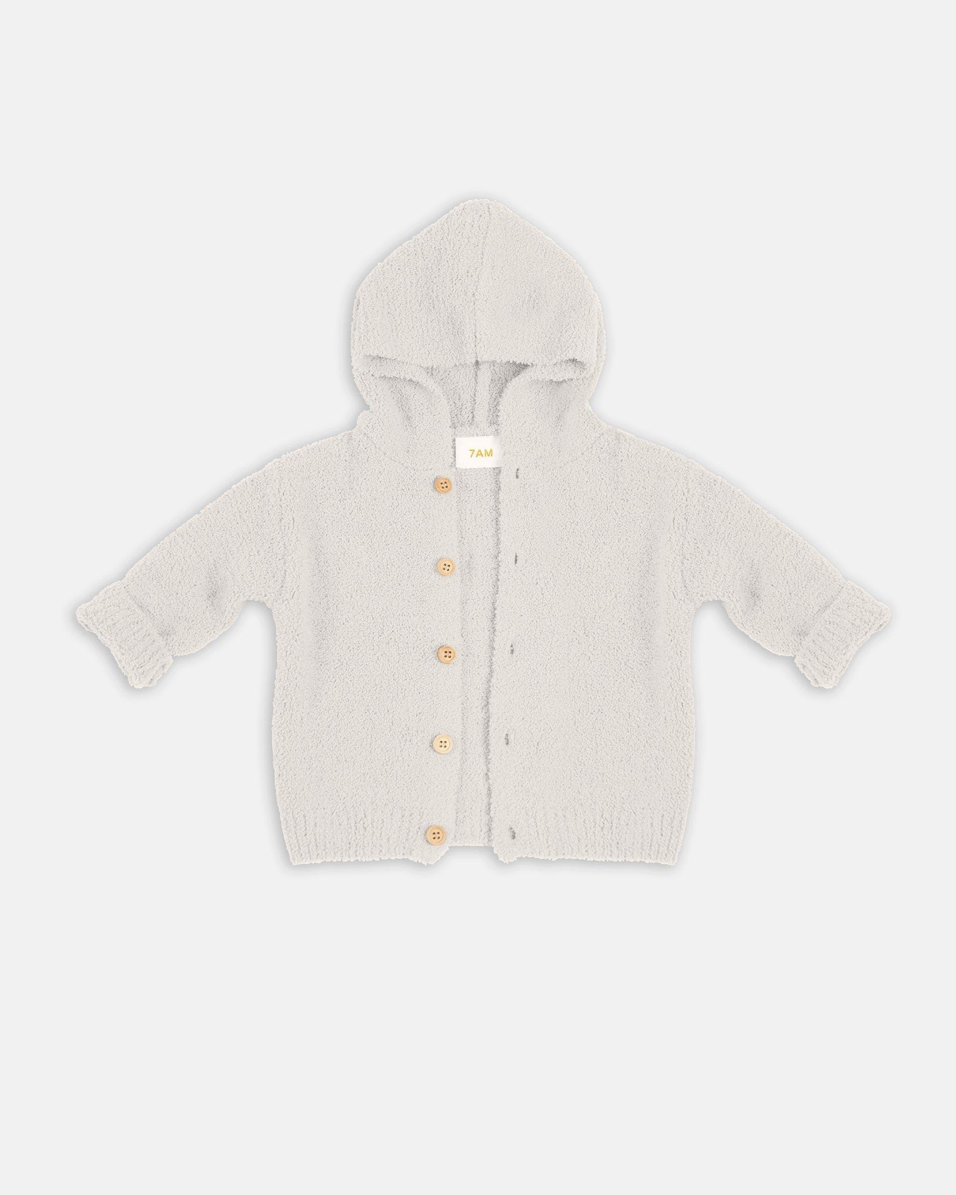 Hooded Cardigan Fuzzy - Ecru