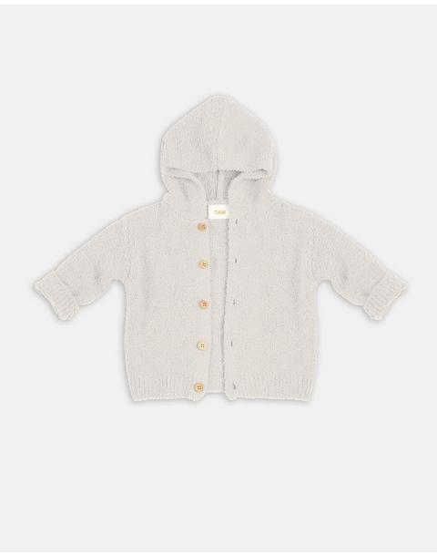 Hooded Cardigan Fuzzy - Ecru