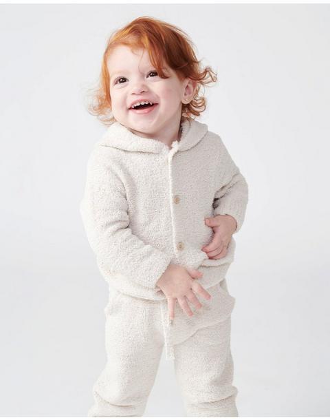 Hooded Cardigan Fuzzy - Ecru