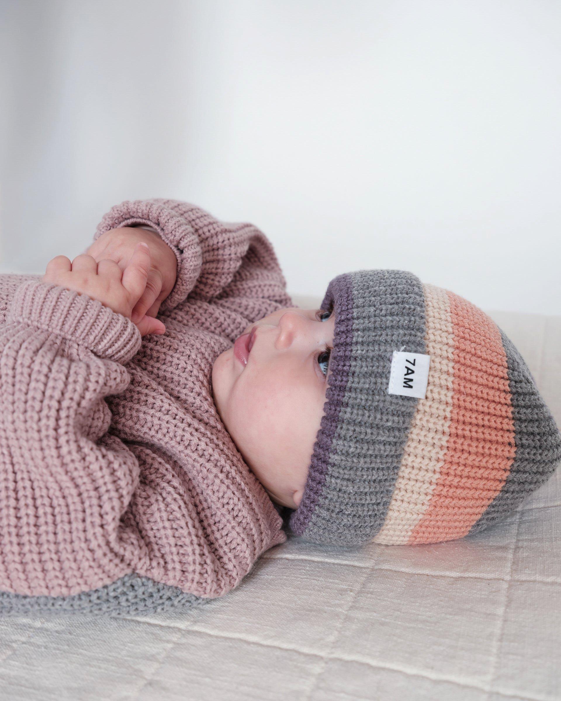 Beanie Stripe Chunky - Ash Rose Multicolor Stripe image number 1
