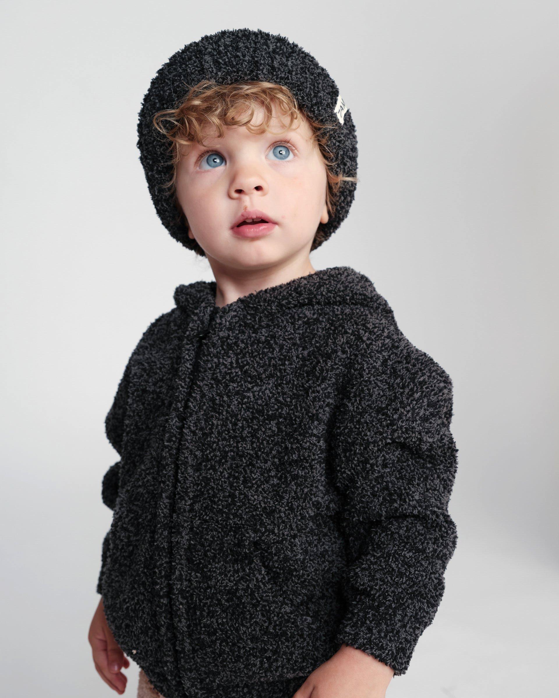 2-Tone Ribbed Beanie Fuzzy - Pecan/Black Melange image number 3