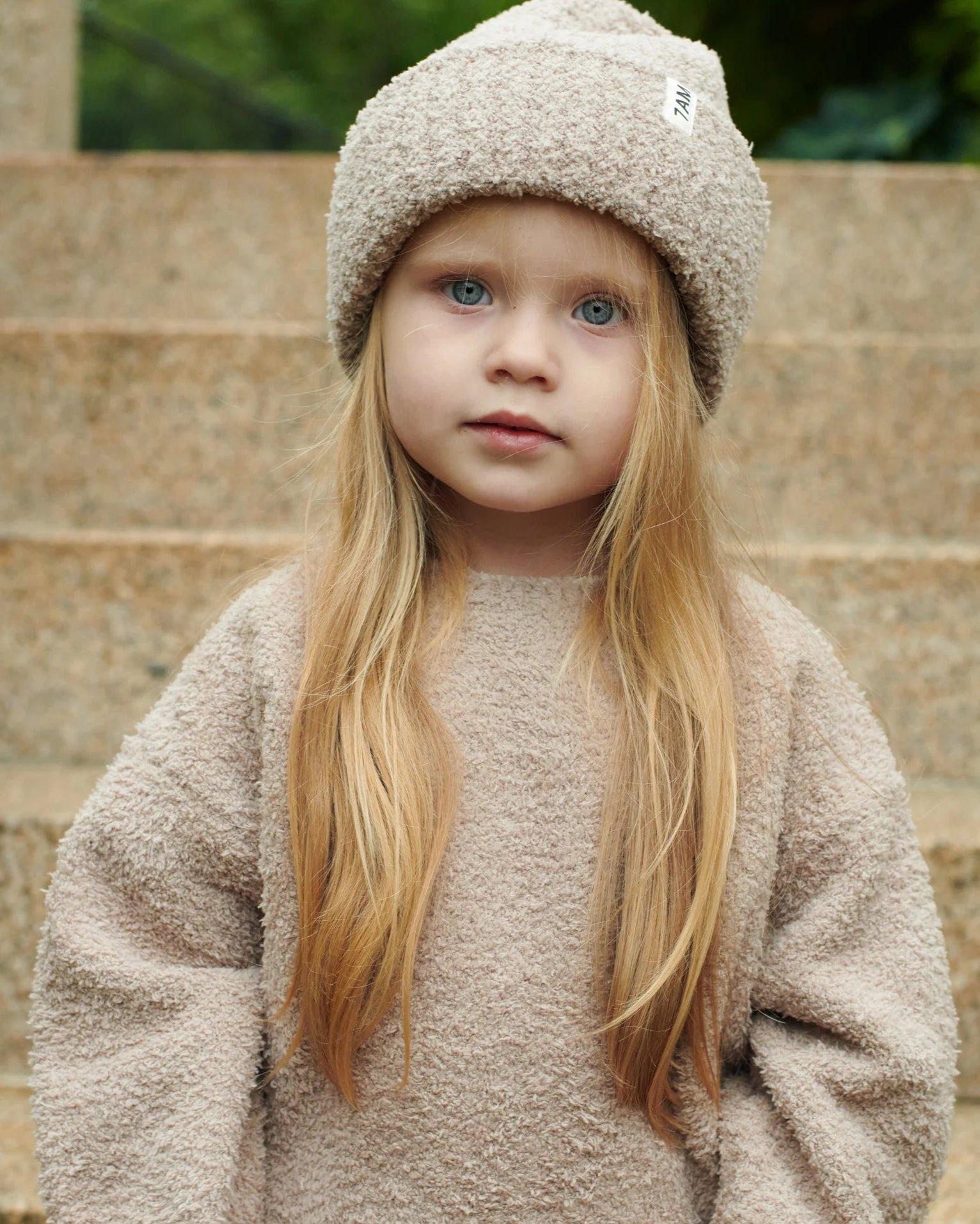 Ribbed Beanie Fuzzy - Taupe image number 1
