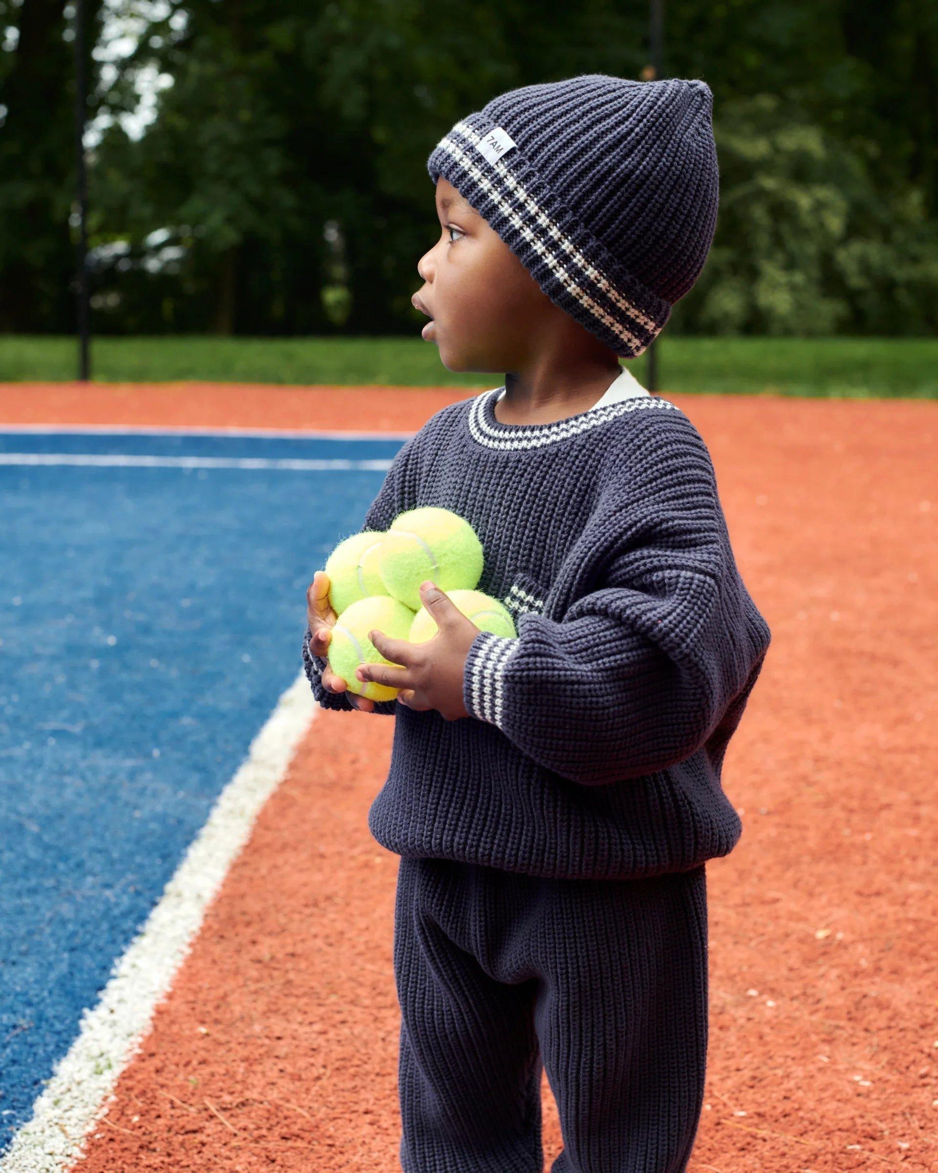 Beanie Tennis Chunky - Navy/Pearl Grey image number 1