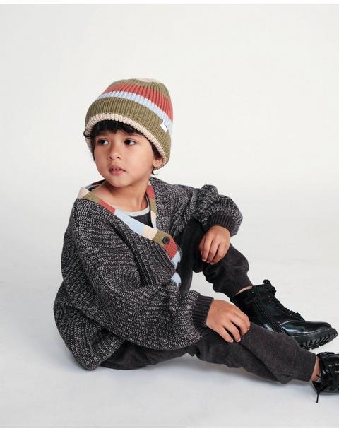 Beanie Stripe Chunky - Olive Multicolor Stripe