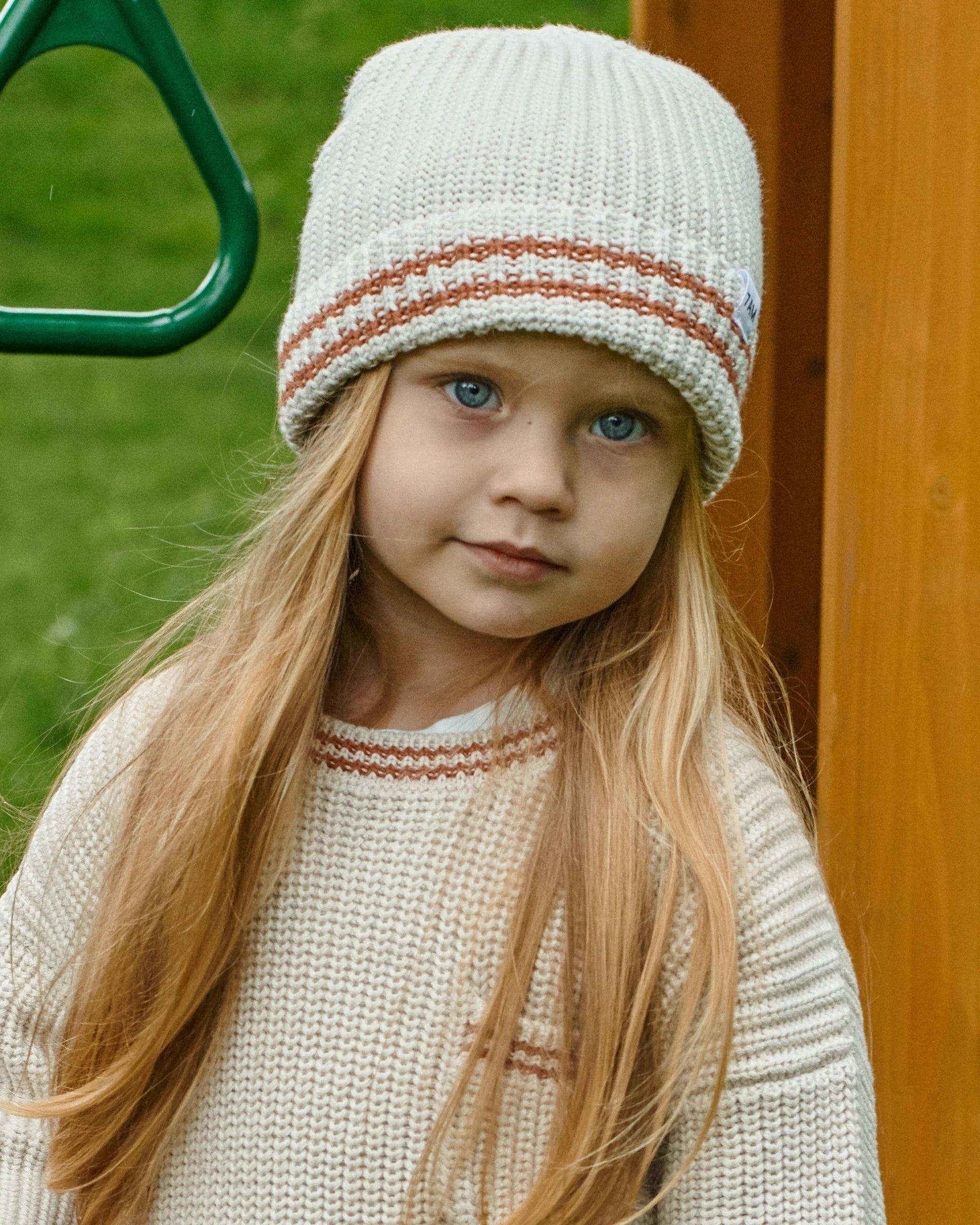 Beanie Tennis Chunky - Ecru/Terracotta image number 1