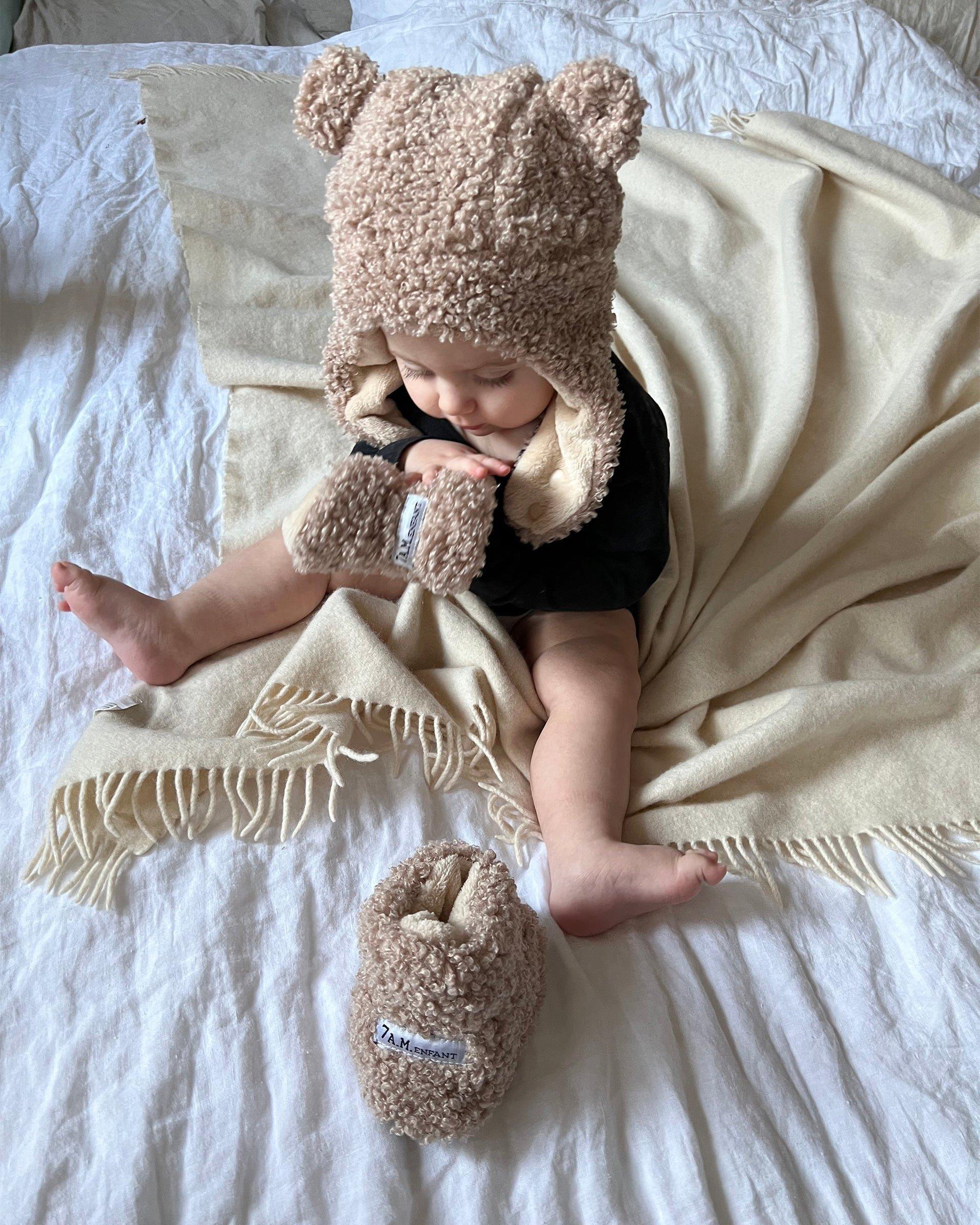Baby Booties - Teddy - Oatmeal Teddy image number 3