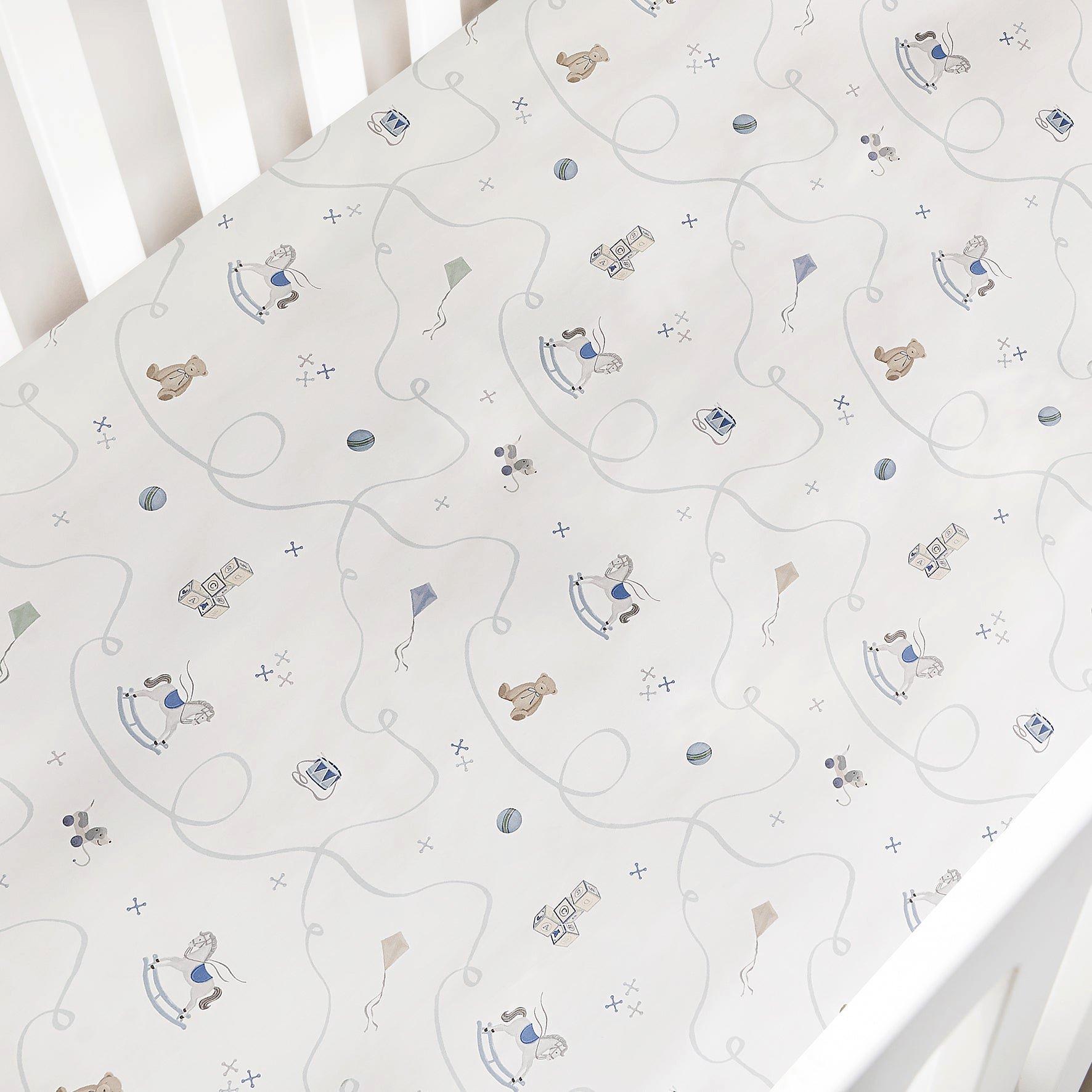 Little Toy Chest Crib Sheet - Ivory