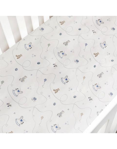 Little Toy Chest Crib Sheet - Ivory
