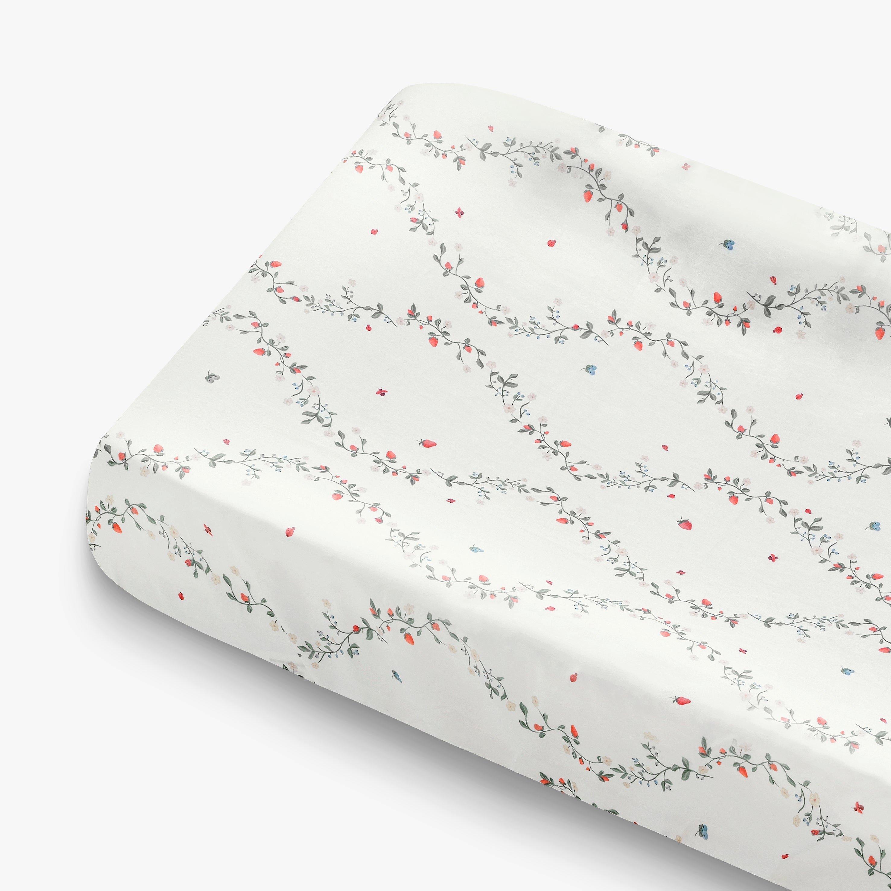 Botanical Berries Changing Pad Cover - Ivory