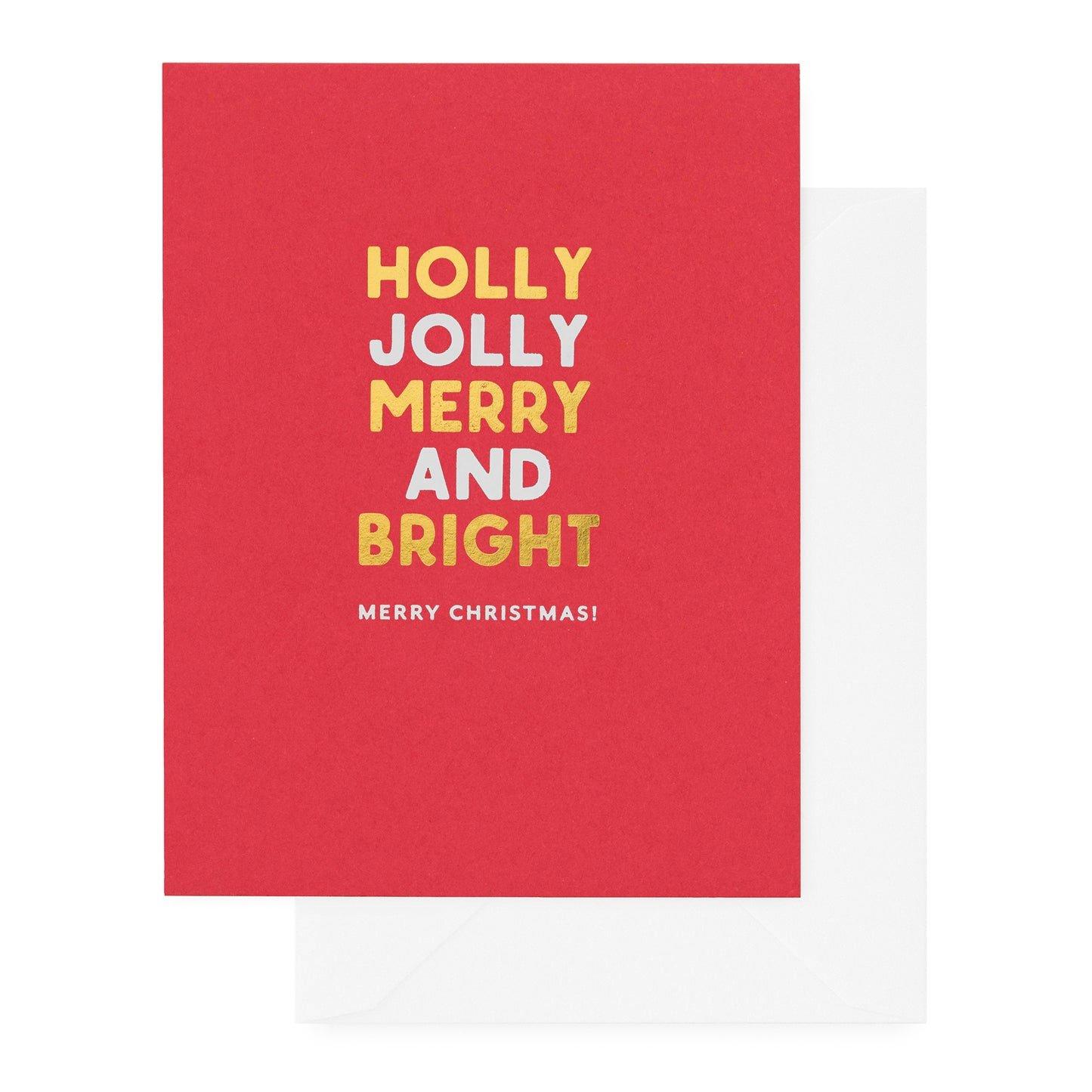 Holly Jolly Merry & Bright Holiday Card